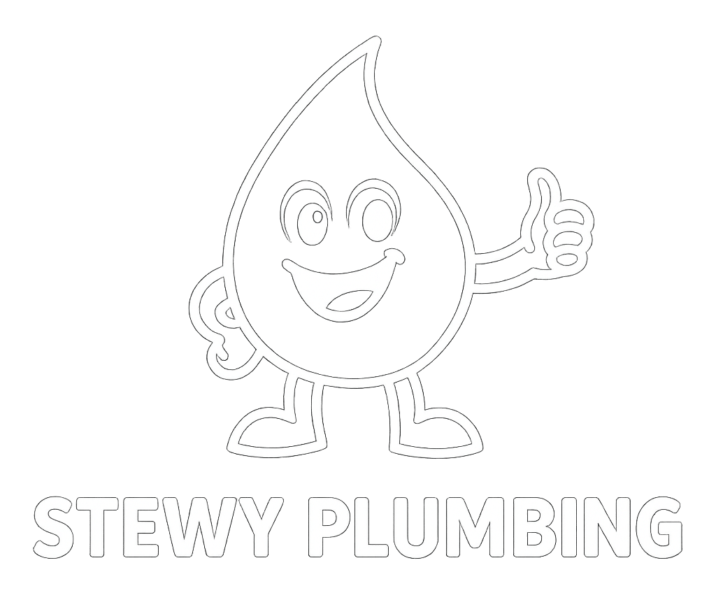 stewy plumbing logo white